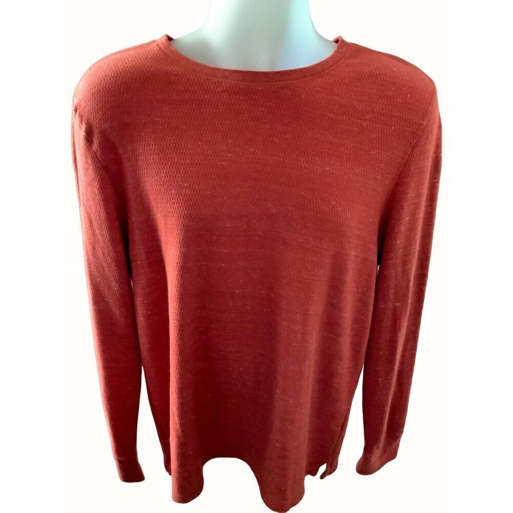 Urban Pipeline Waffle Knit Long Sleeve Solid Orange Crew Neck Sweater Mens XL